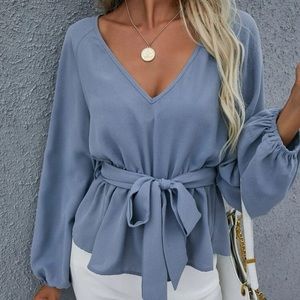 Belted peplum top